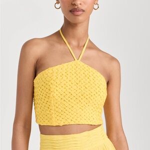 Atelier 17.56 Pandora Yellow Halter Woven Crop Top
